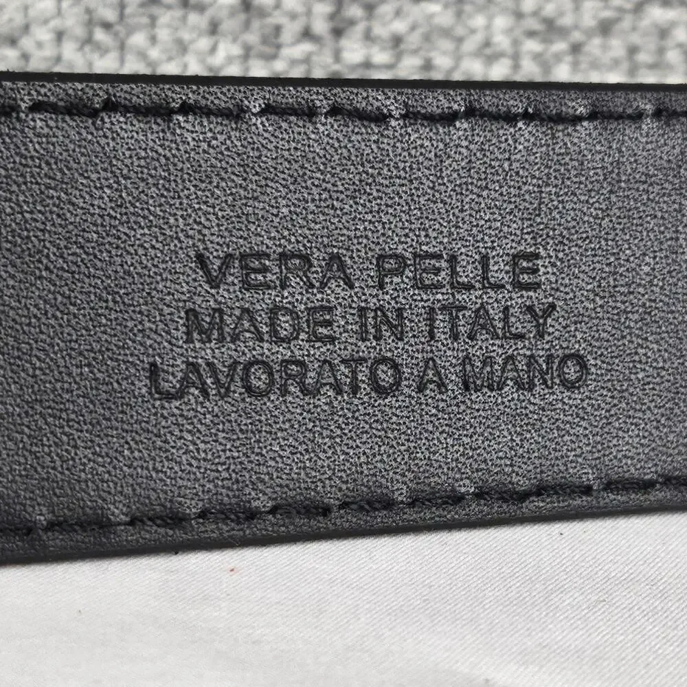 VERA PELLE BLACK LEATHER BELT — HANDMADE IN ITALY • CHROME BUCKLE •  STYLE 035/1